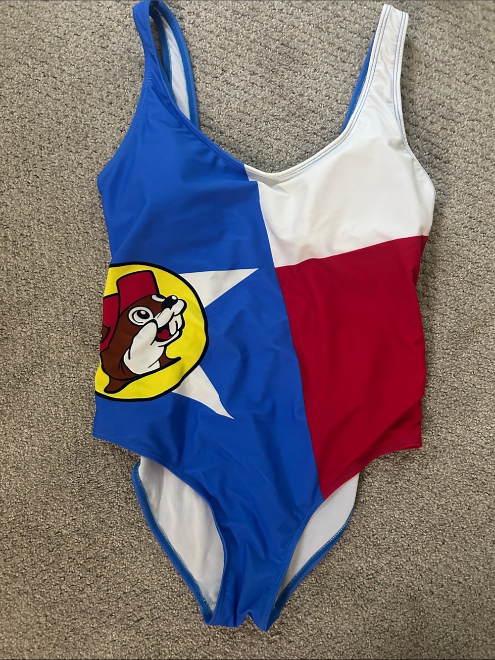Women’s Buc-ees One-Piece Swim Suit with Blue, White & Red